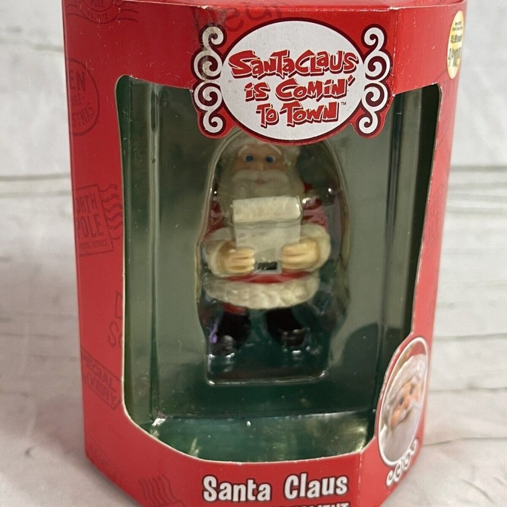 Vintage Enesco Santa Claus is Coming to Town Santa Claus Holiday Ornament NIB